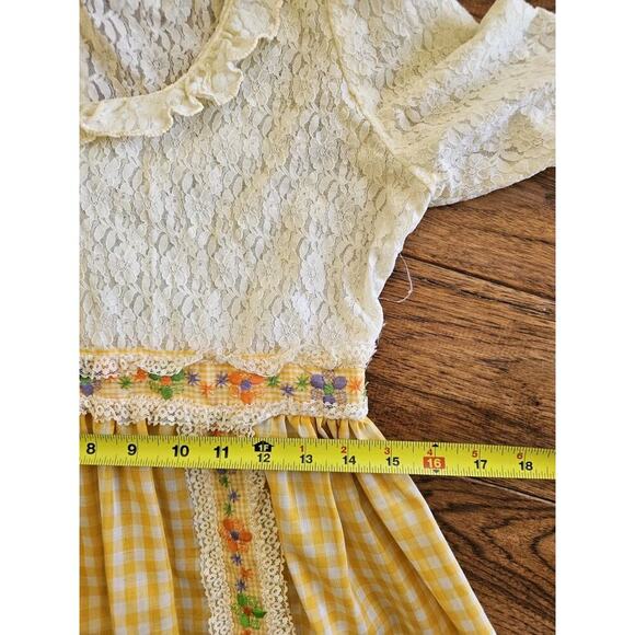 Vintage 1970's Floral Lace Praire Dress Boho Cottagecore Peasant Women's M - Picture 5 of 16